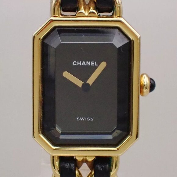 CHANEL Logo Premiere Watch H0001 # L Quartz Gold Plated Leather GHW - Picture 5 of 13